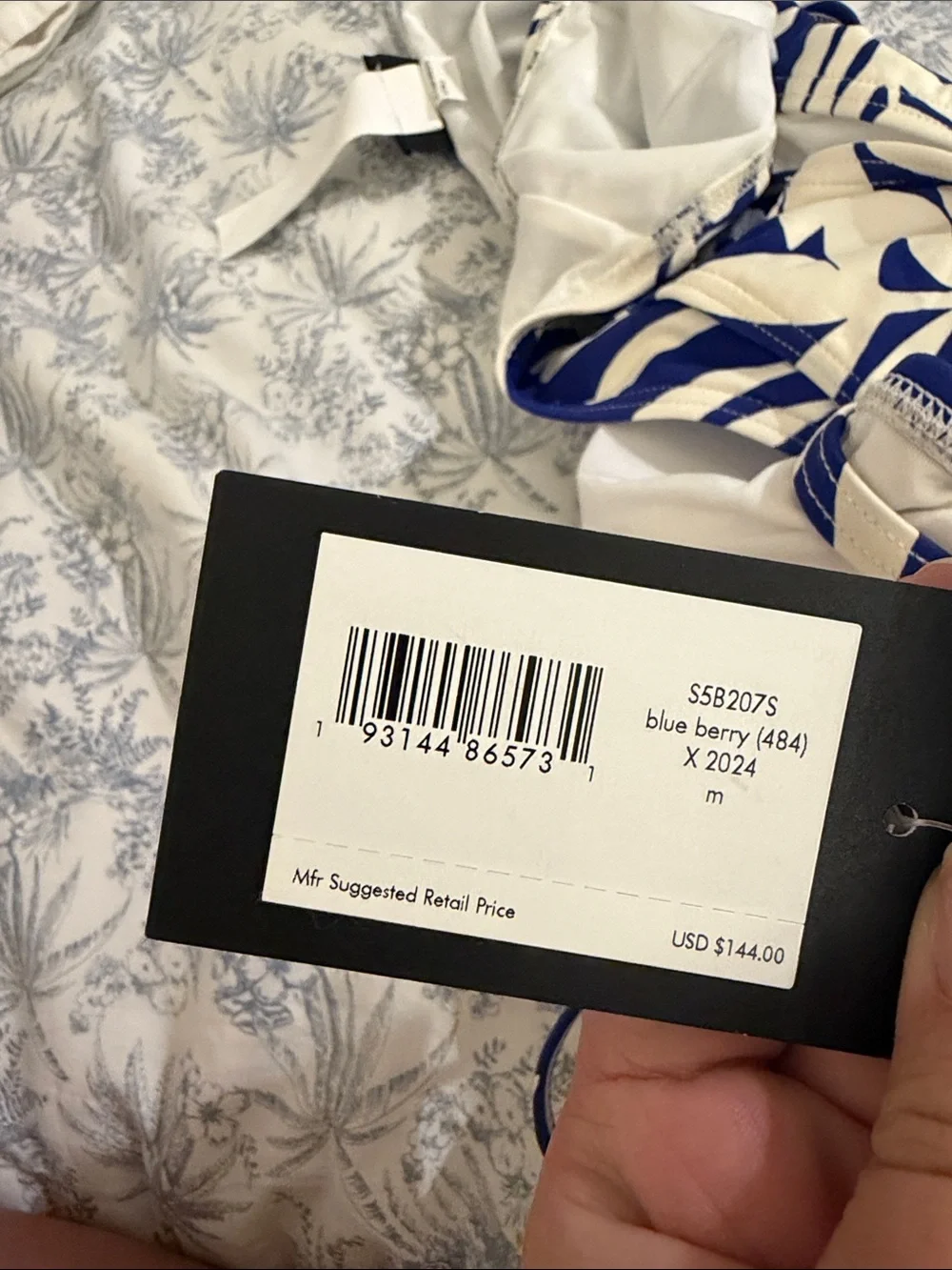 Kate Spade Blue and White Tropical Print Bikini Set NWT